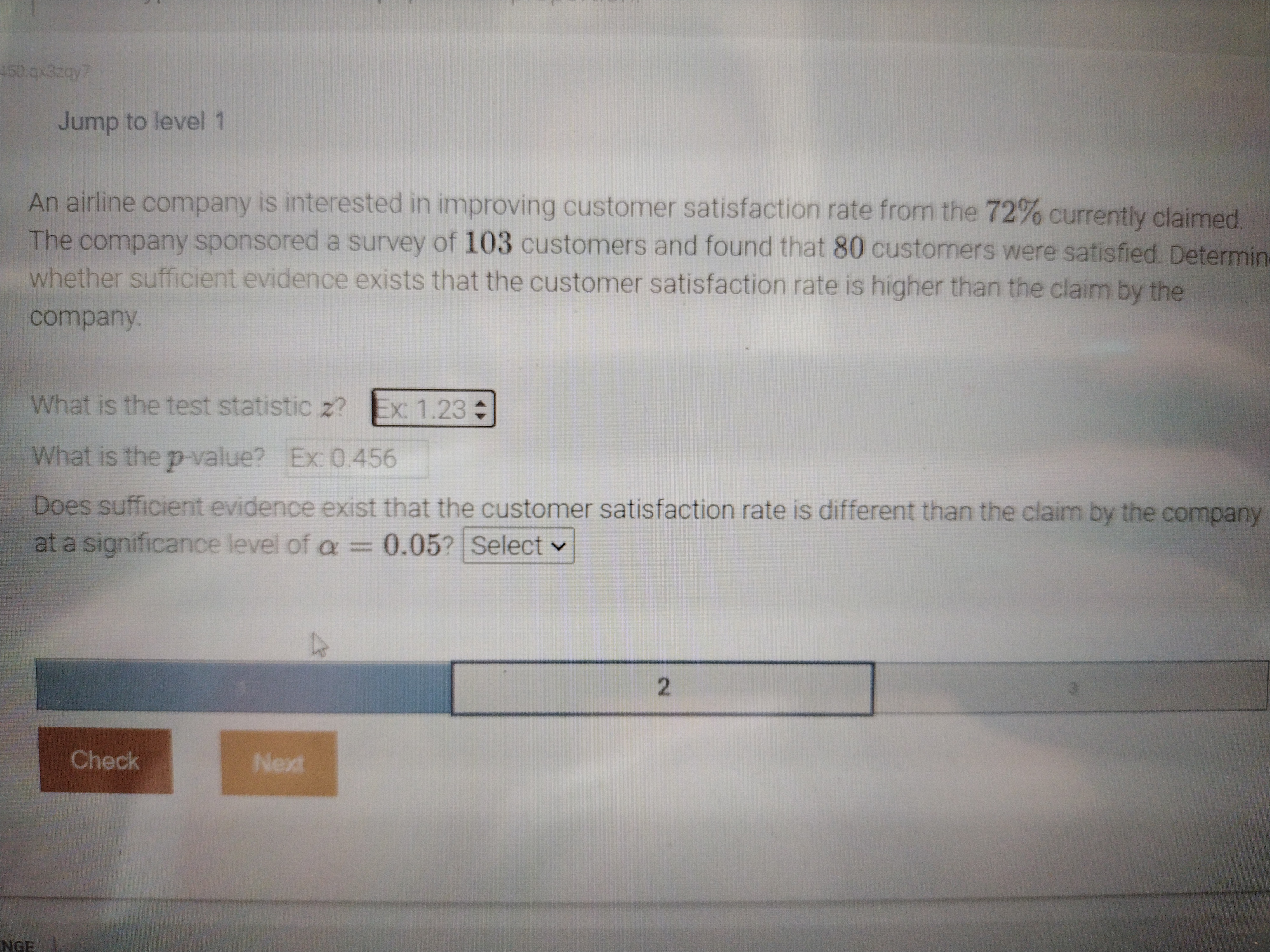 I've almost got the test statistic down but I can't figure out