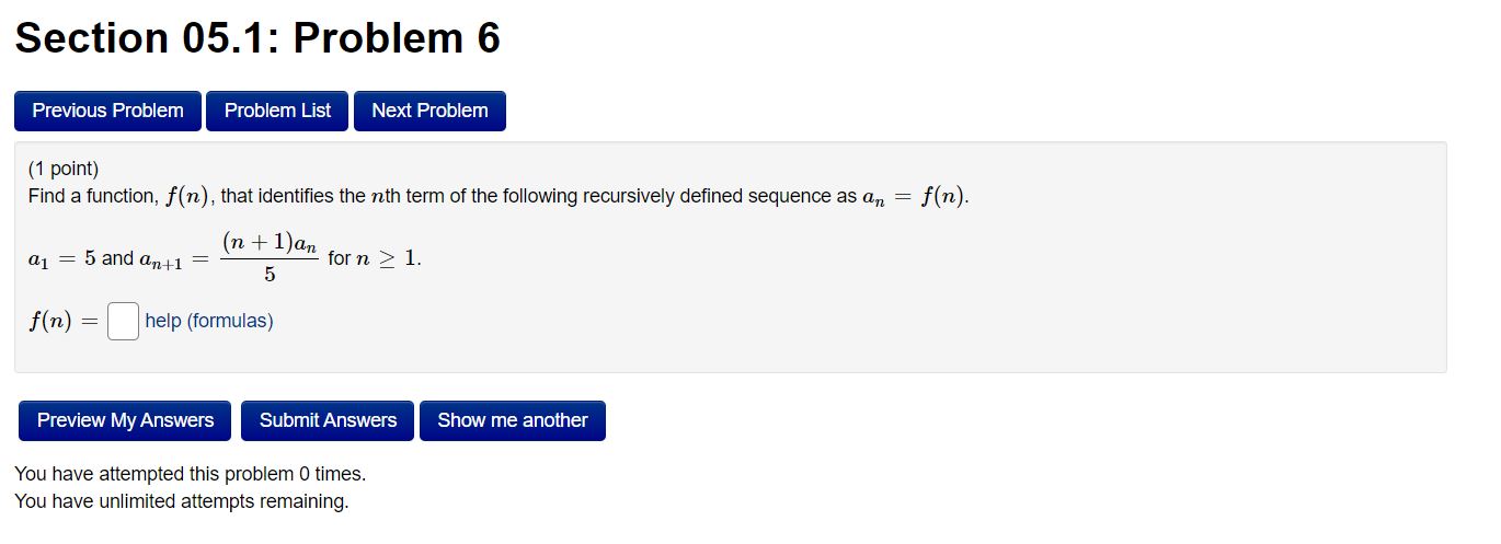  Section 05.1: Problem 6 (1 point] Find a function, u), that