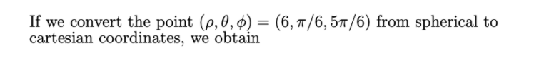 If we convert the point (p, 0, 4) (6, T/6, 57/6) from