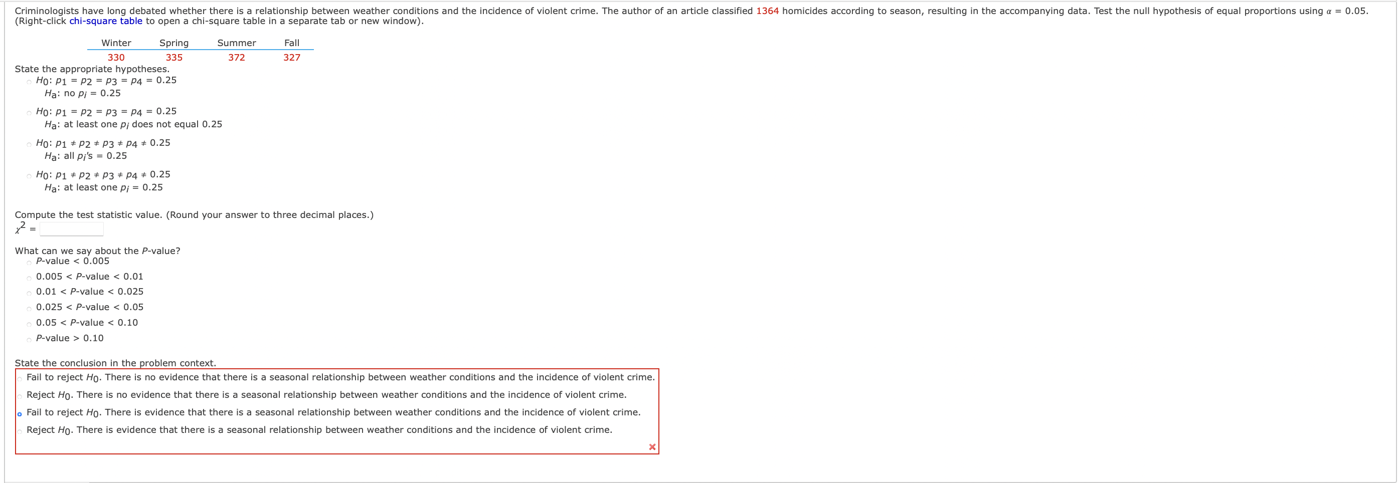 the critical value (x2)* with probability p lying to its right. TABLE