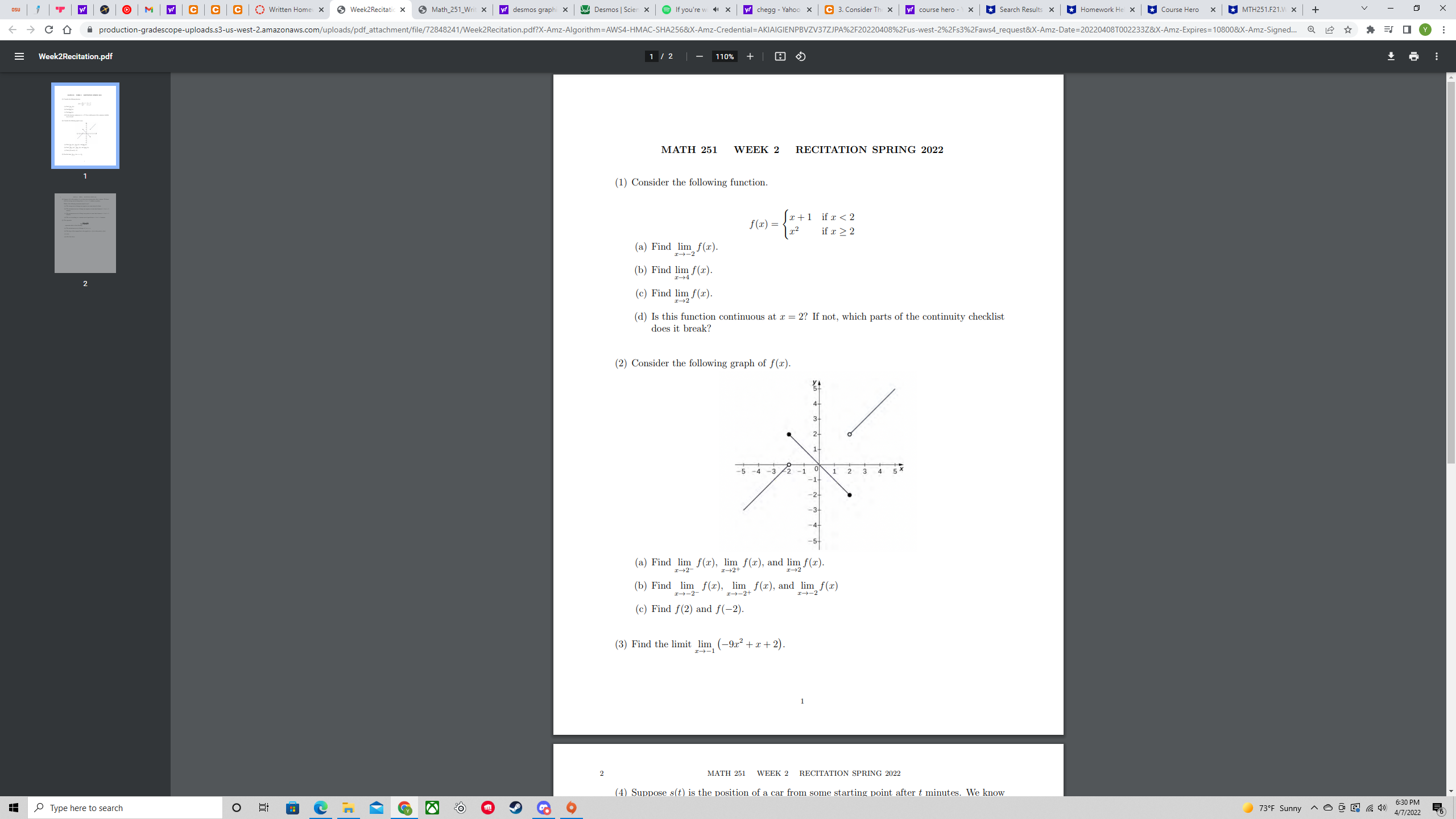 C | | Written Home * Week2Recitatic * @ Math_251_ Writ x