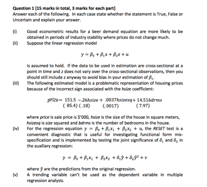 (5) 1. Is model (4) nested in the second model? If so,