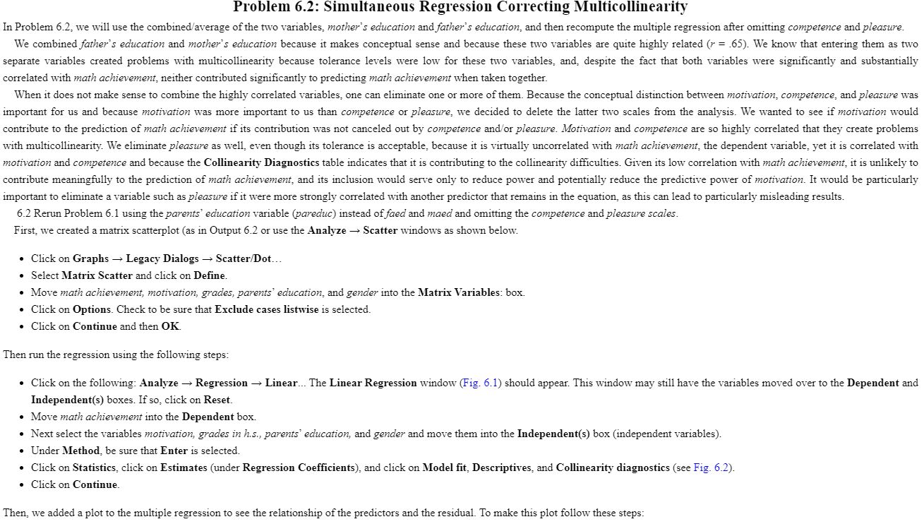 6.2. Using Output 6.2: (a) How does combining (aggregating) mother's education and