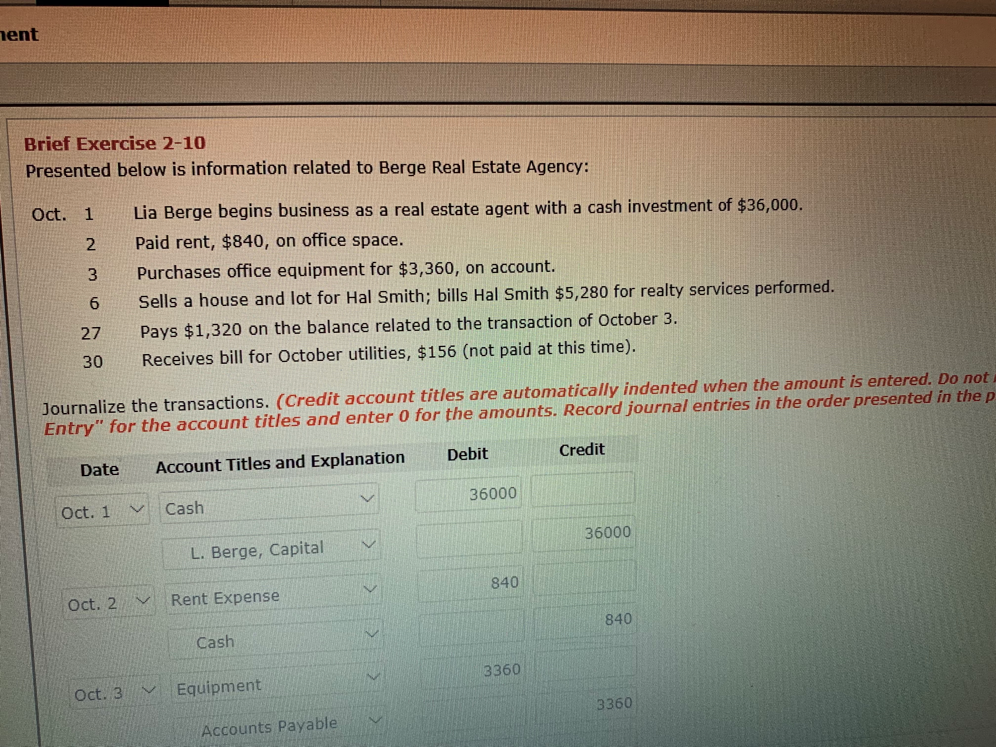 BRIef answers ient Brief Exercise 2-10 Presented below is information related to