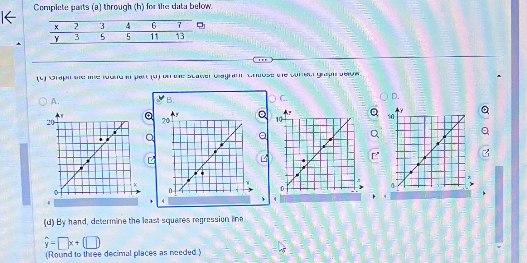  Complete parts (a) through (h) for the data below. X 2
