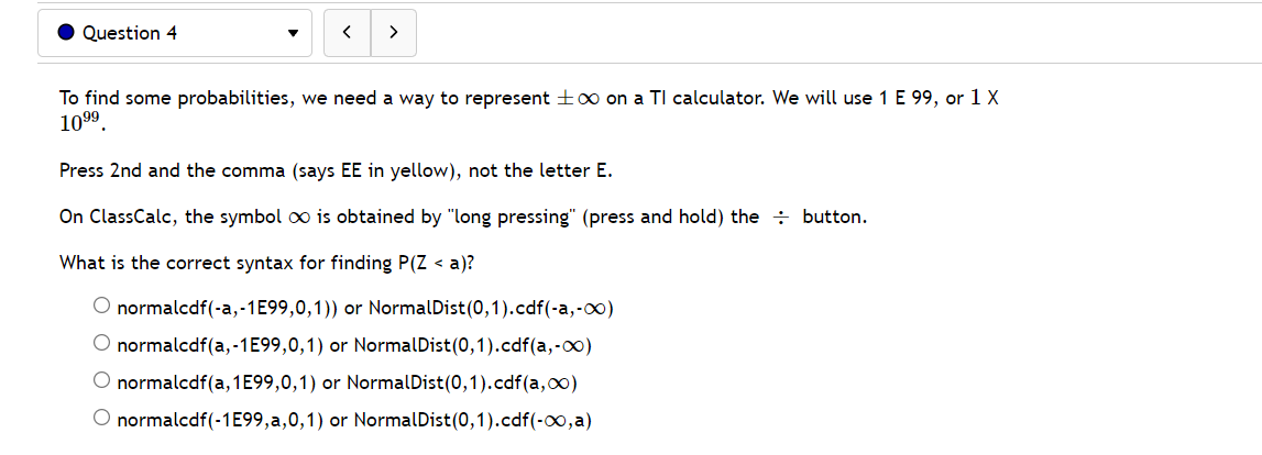 want to find the X or Z vaLue that is associated with