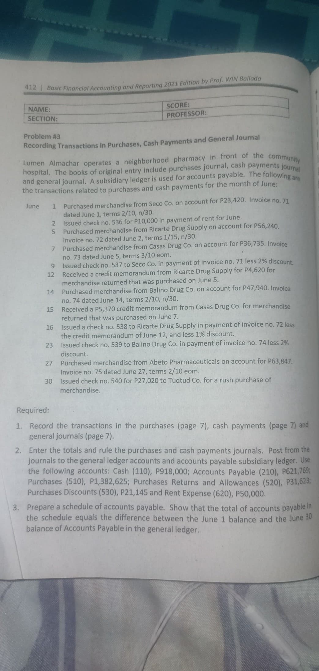 please answer and provide solutions 412 \\ Basic Financial Accounting and Reporting