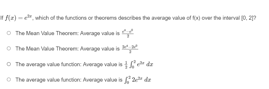 f(x) over the interval [0, 2]? Bi 80 O The Mean Value