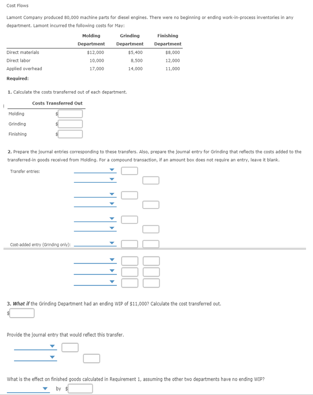 Please can you help me with this question? Cost Flows Lamont Company