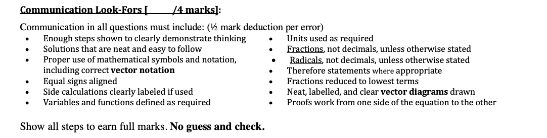  W: Communication in all questions must include: GE mark deduction per