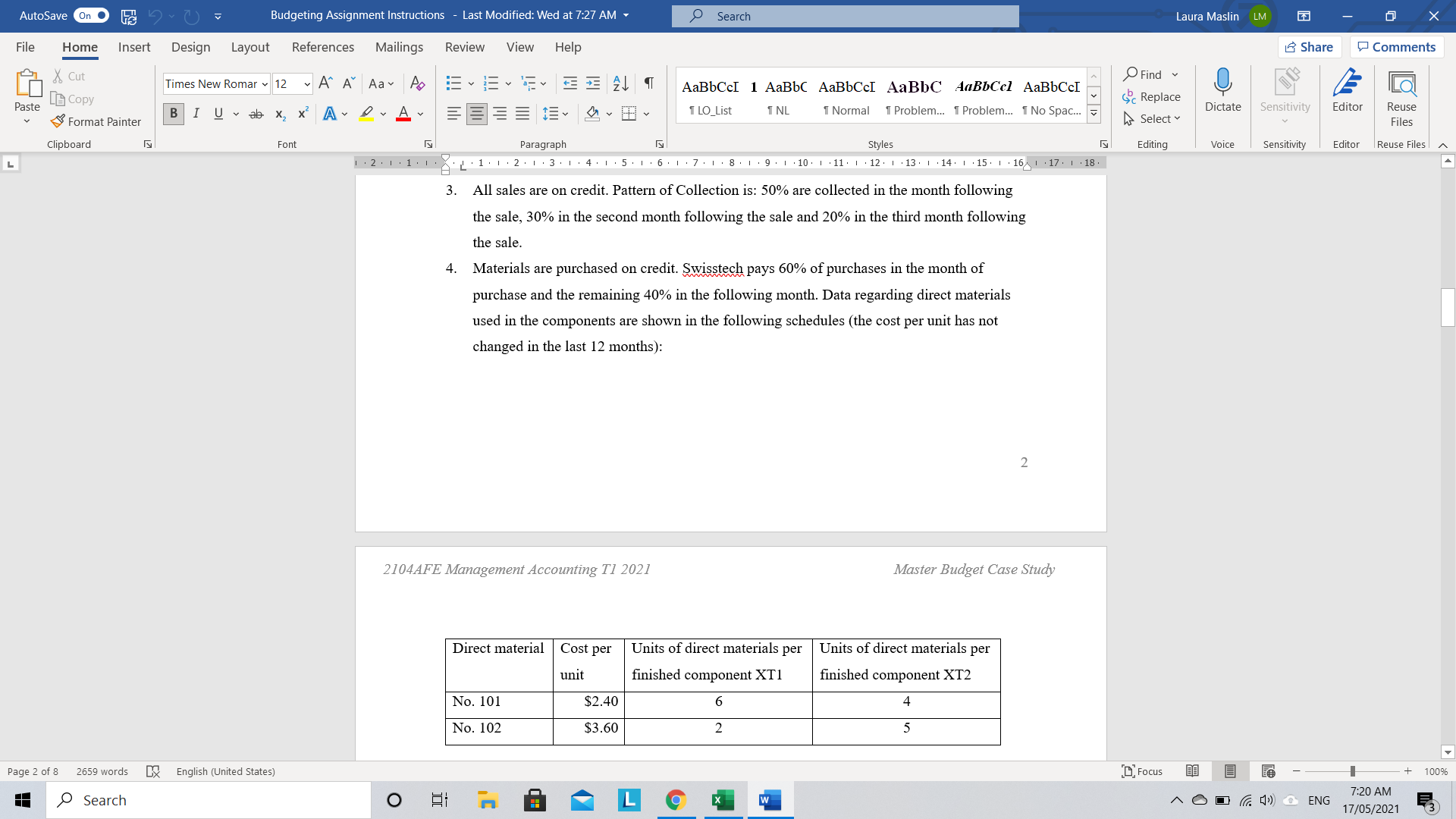 7:27 AM Search Laura Maslin LM X File Home Insert Design Layout