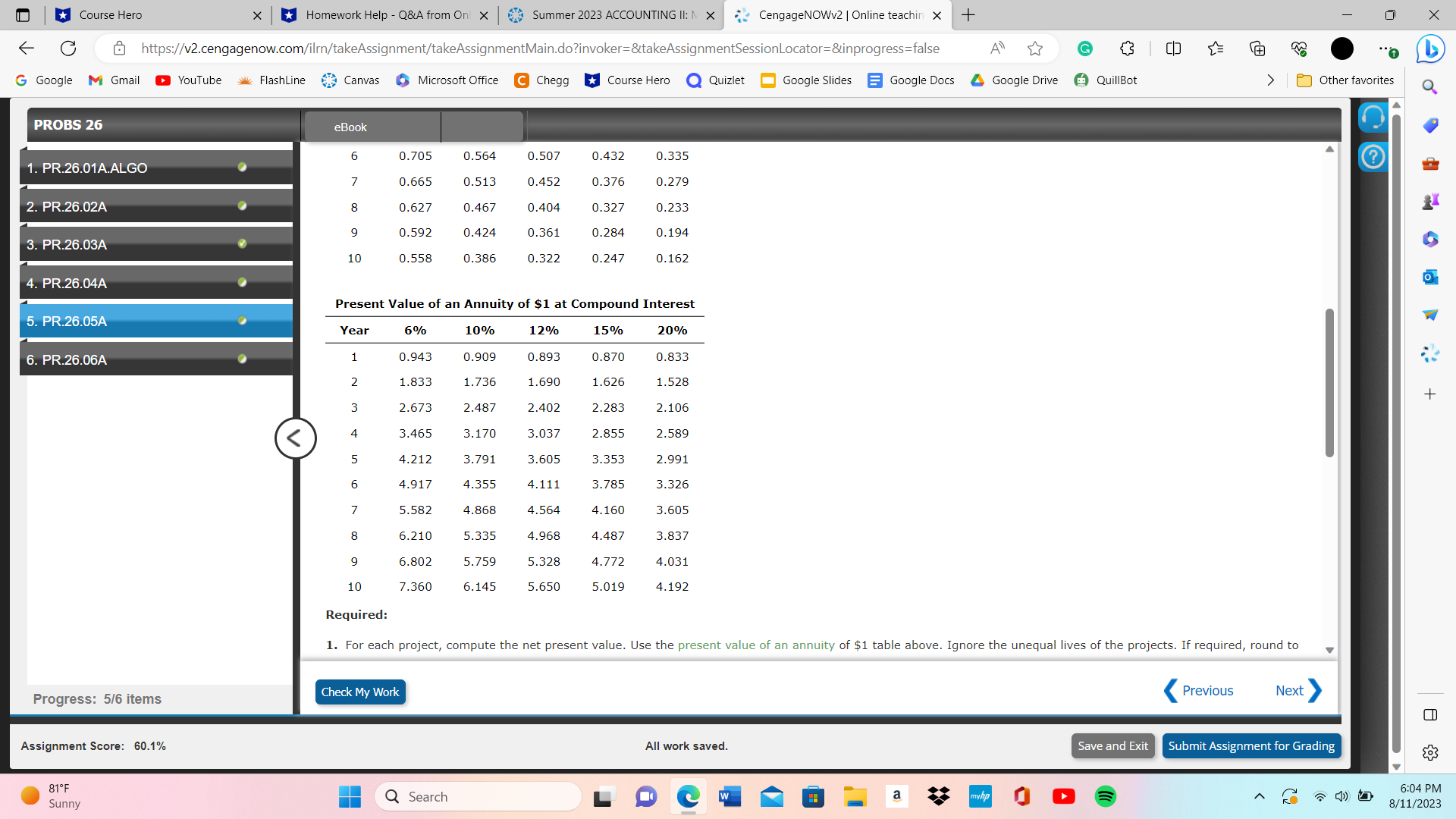 2023 ACCOUNTING II: M X CengageNOWv2 | Online teachin X + X