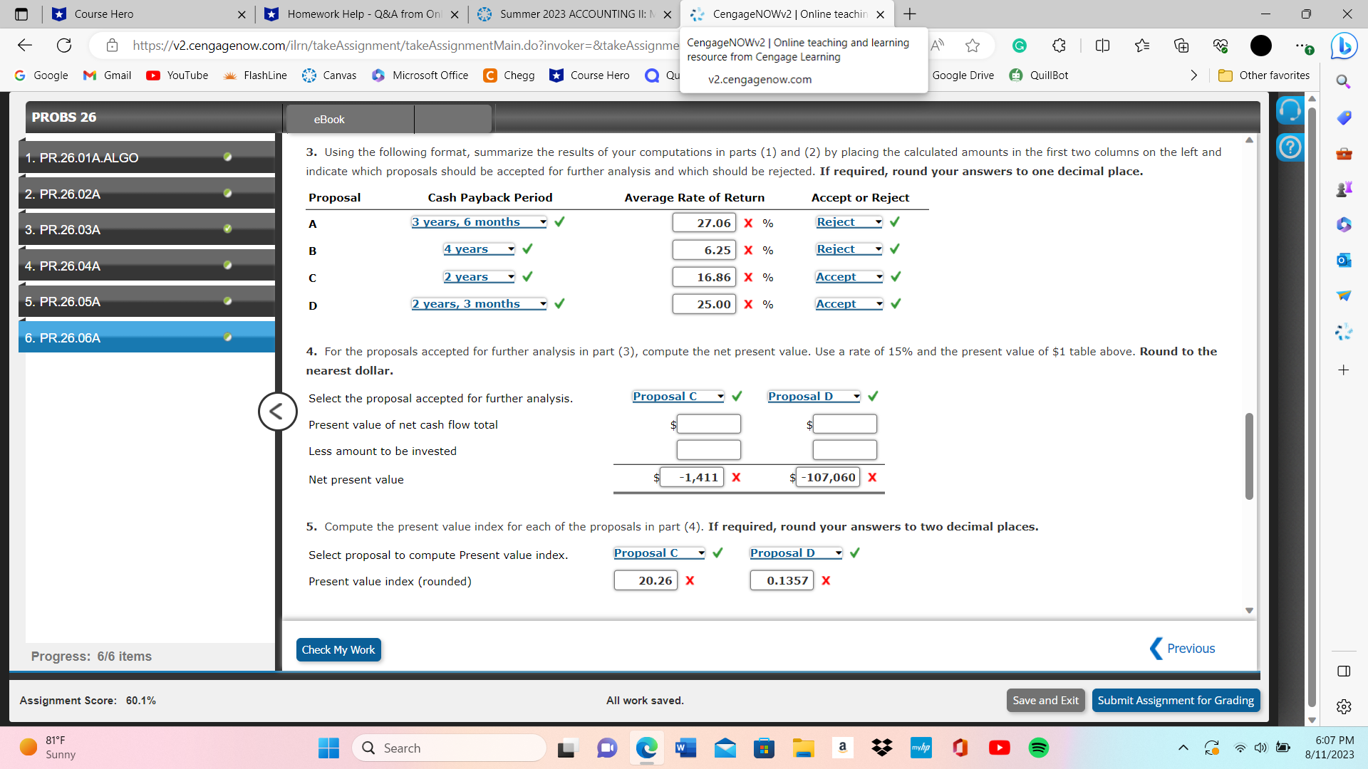 evaluating two projects, office expansion and upgrade to computer servers. The projects