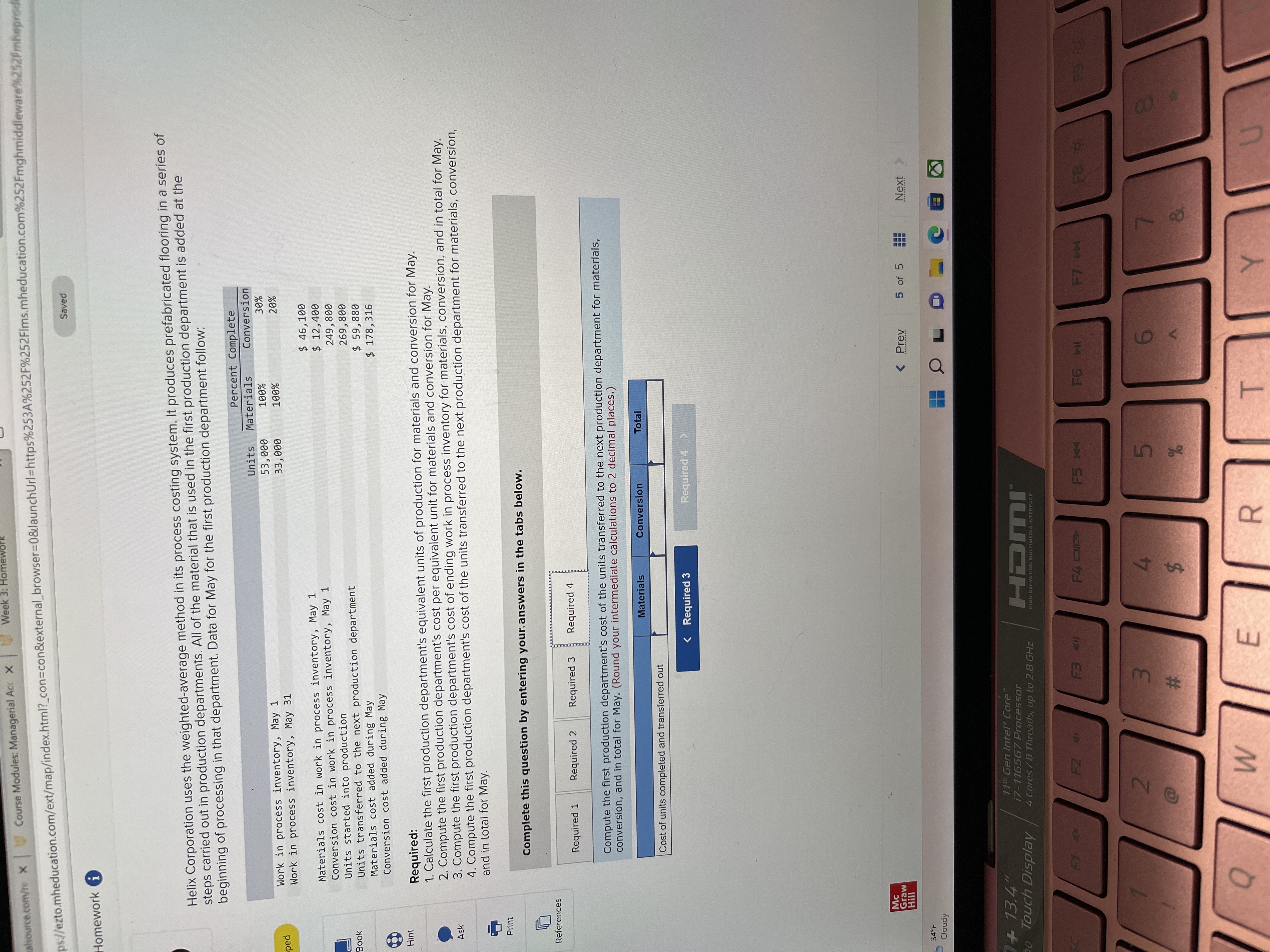 departments. All of the material that is used in the first production