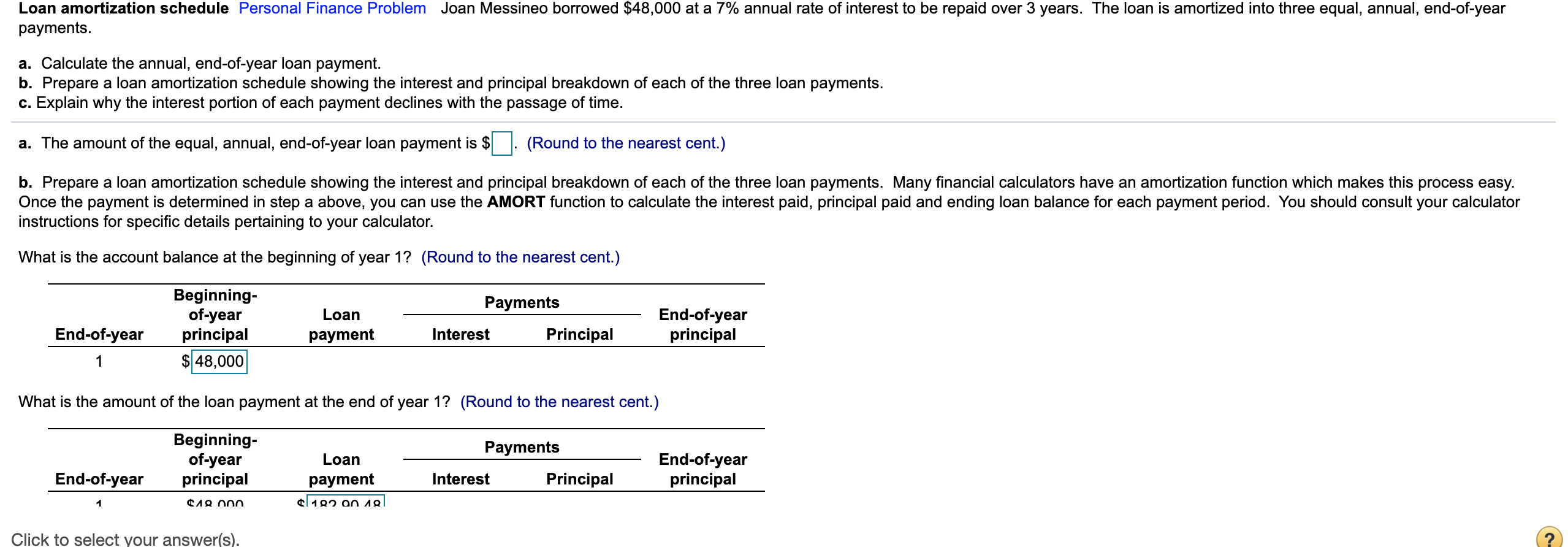 please answer for year 1 thru 3 and the multiple choice questioni