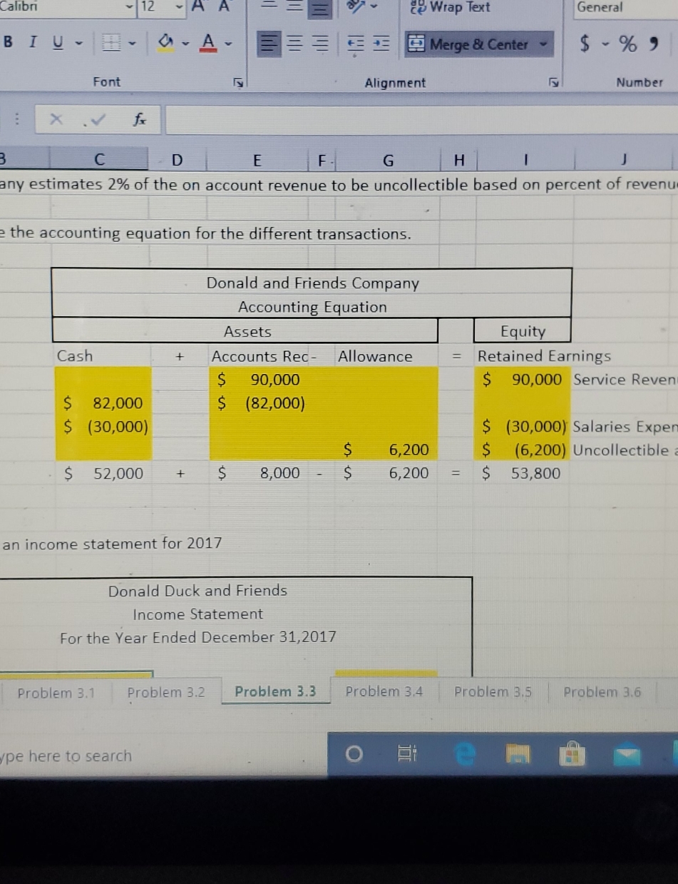 income statement Calibn 12 A A de Wrap Text General BIU -