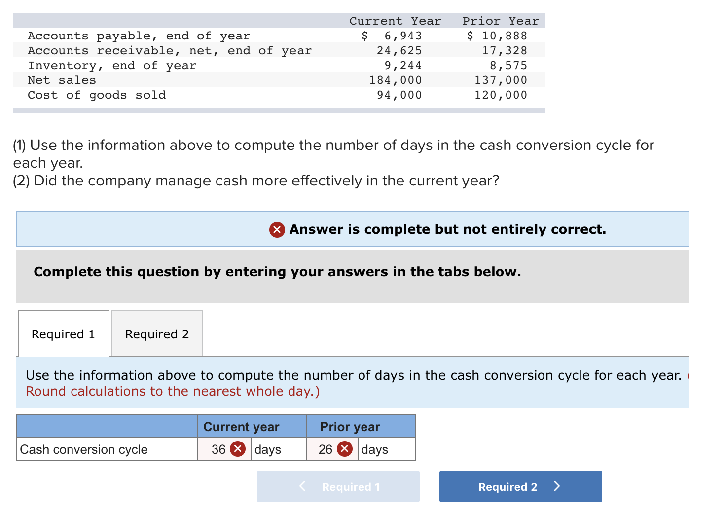 Need ur help Current Year Prior Year Accounts payable, end of year