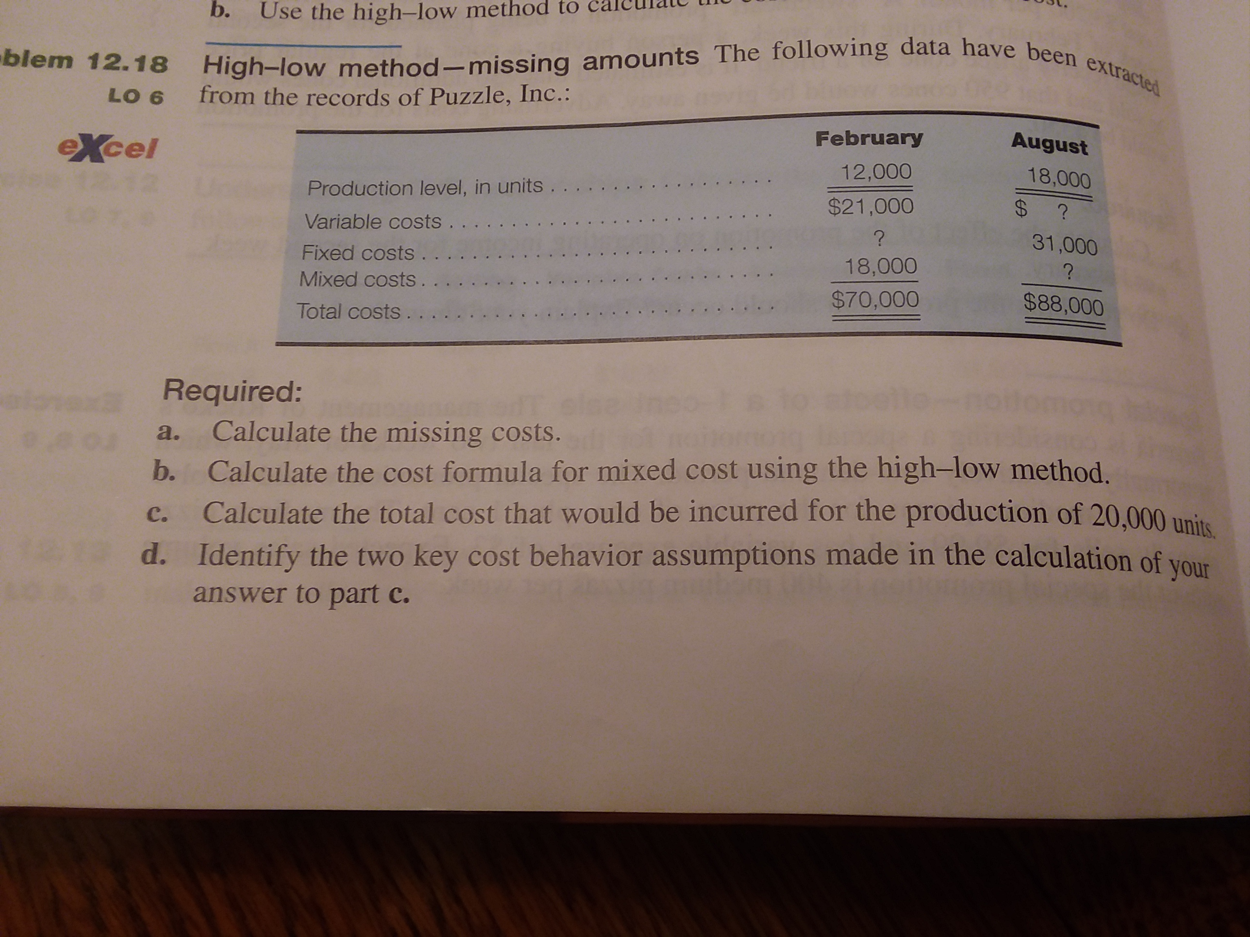 Please help solve the following problem and show all work: The following