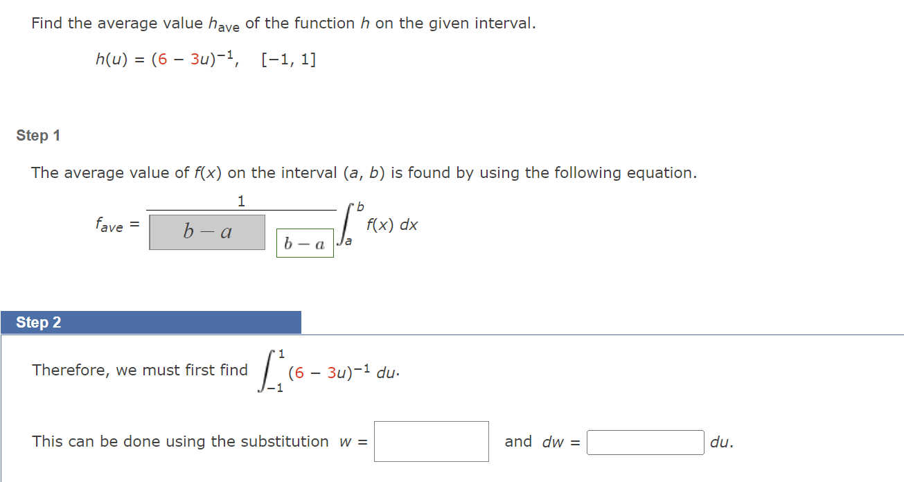  Find the average value have of the function h on the