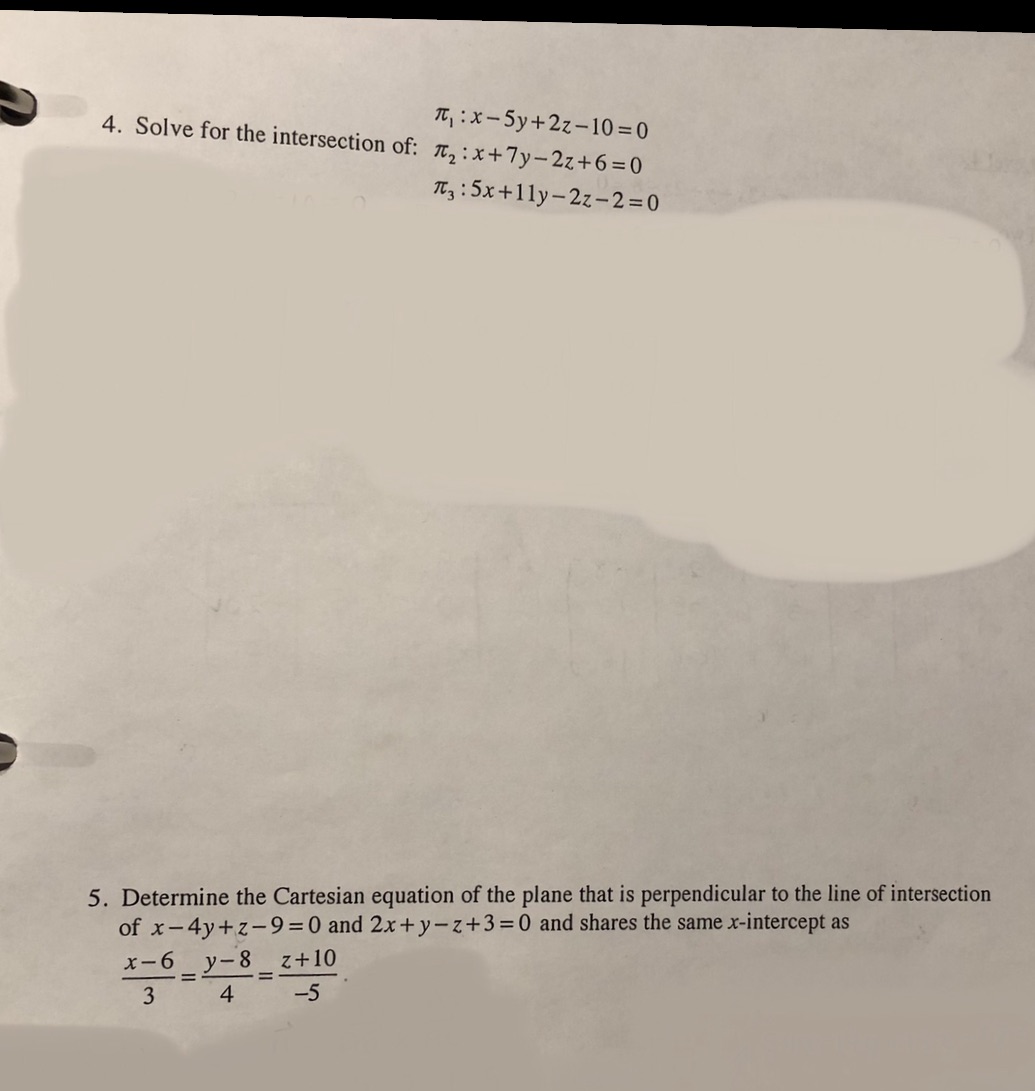 I REALLY NEED VECTORS HELP!!! LINES AND PLANES 7 : x- 5y+2z-10=0