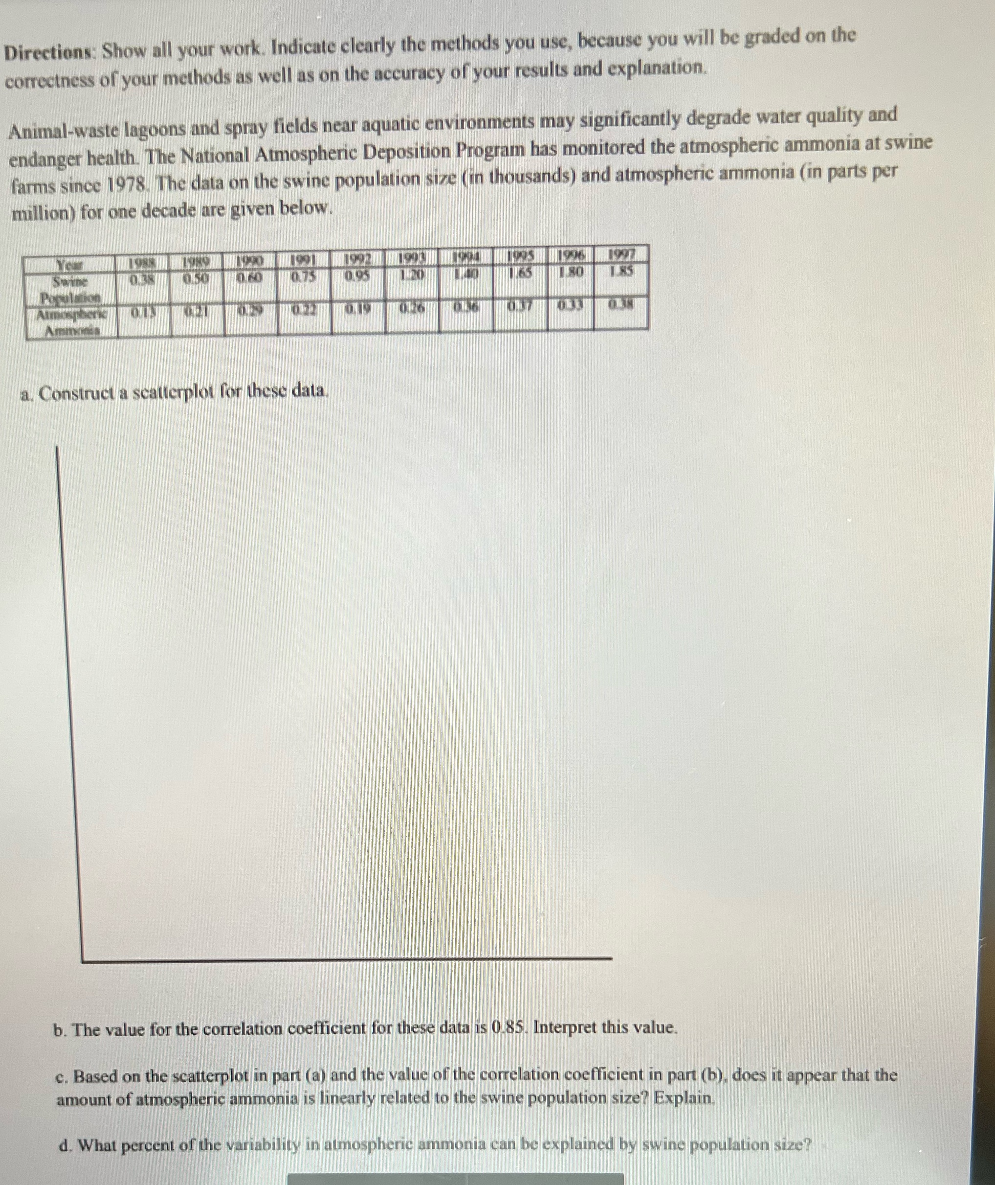 Directions: Show all your work. Indicate clearly the methods you use,
