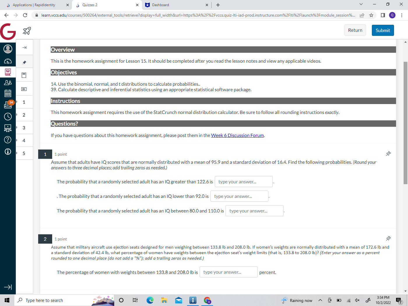 Applications | RapidIdentity x _ Quizzes 2 * *Dashboard X +