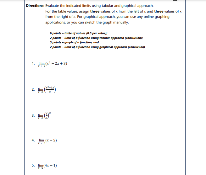 Please just answer items no 1, 3, and 5 Directions: Evaluate the