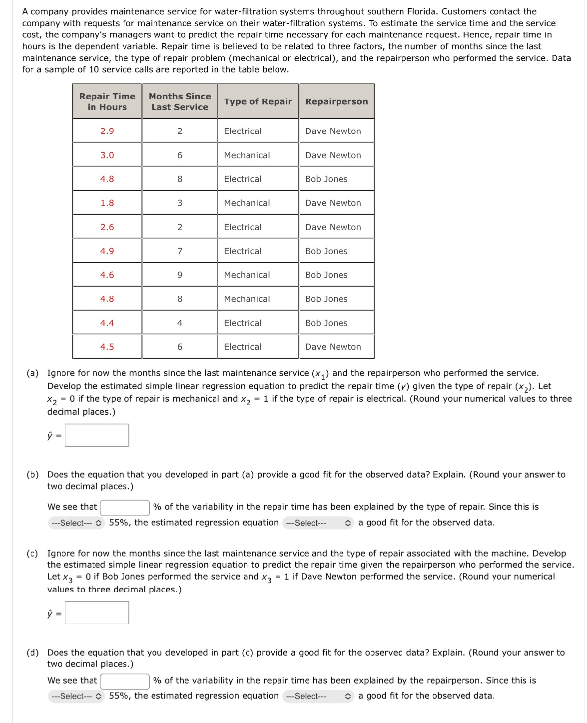 Drop down options: b) less than or at least Provided or not