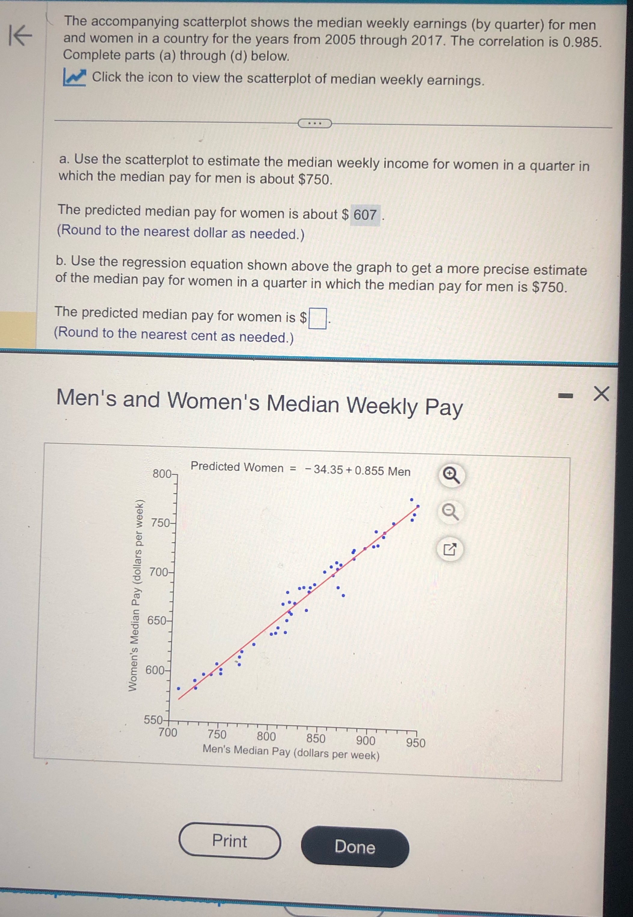 What's the answer for question b K The accompanying scatterplot shows the