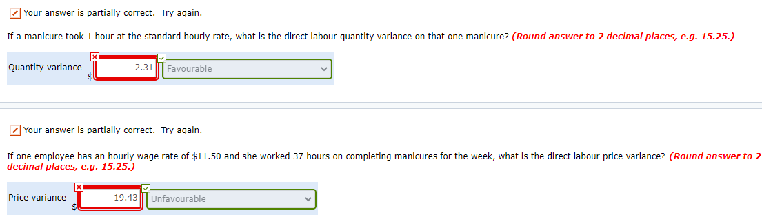 labour cost of a manicure. The following data has been collected after