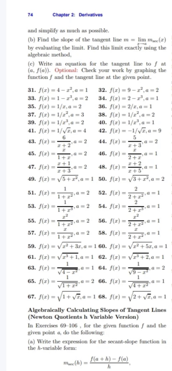 Only #44 74 Chapter 2: Derivatives and simplify as much as possible.