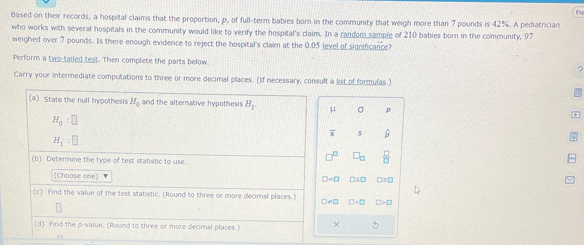 Part e. Can we reject the claim that the proportion of full