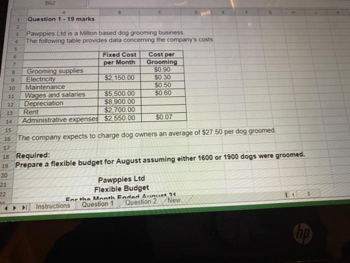 B62 A 2 Question 1-19 marks 2 3 Pawppies Ltd is a