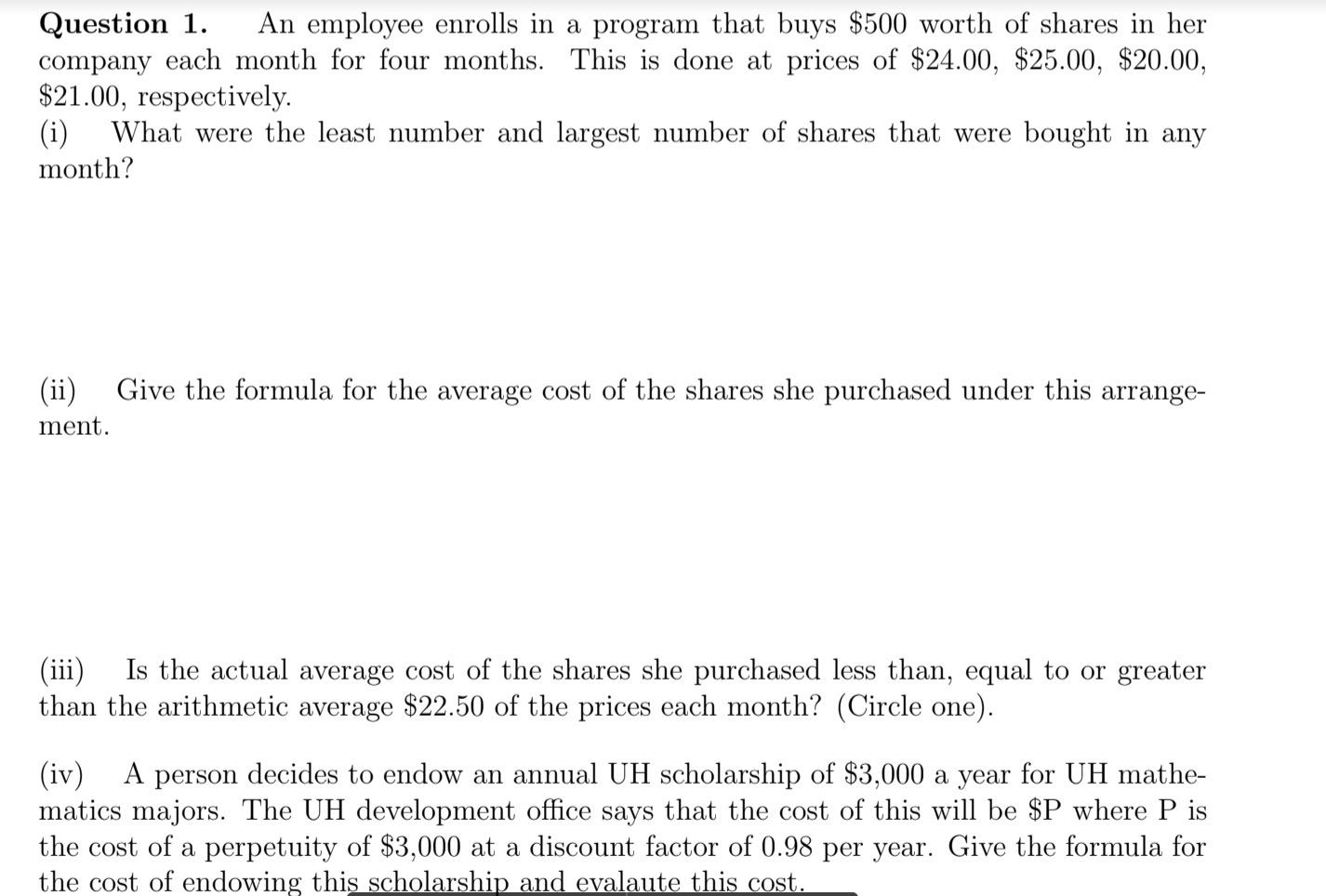 1. An employee enrolls in a program that buys $500 worth of