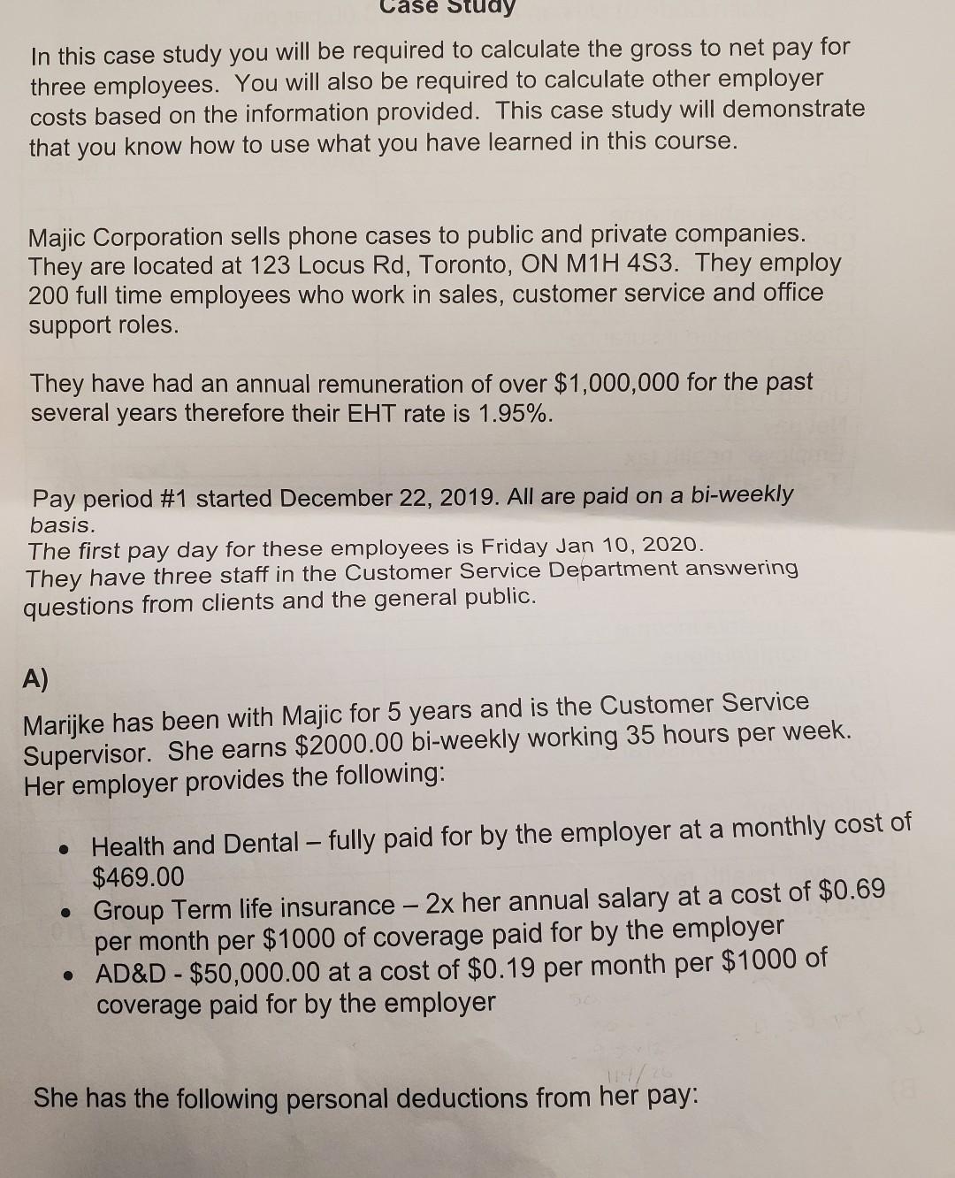 In this case study you will be required to calculate the gross