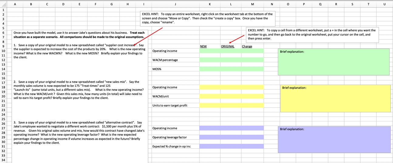 CVP Modeling project Directions The purpose of this project is to give