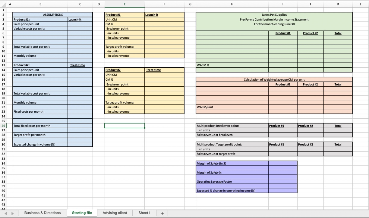 Jake to build a CVP model that will help him understand the
