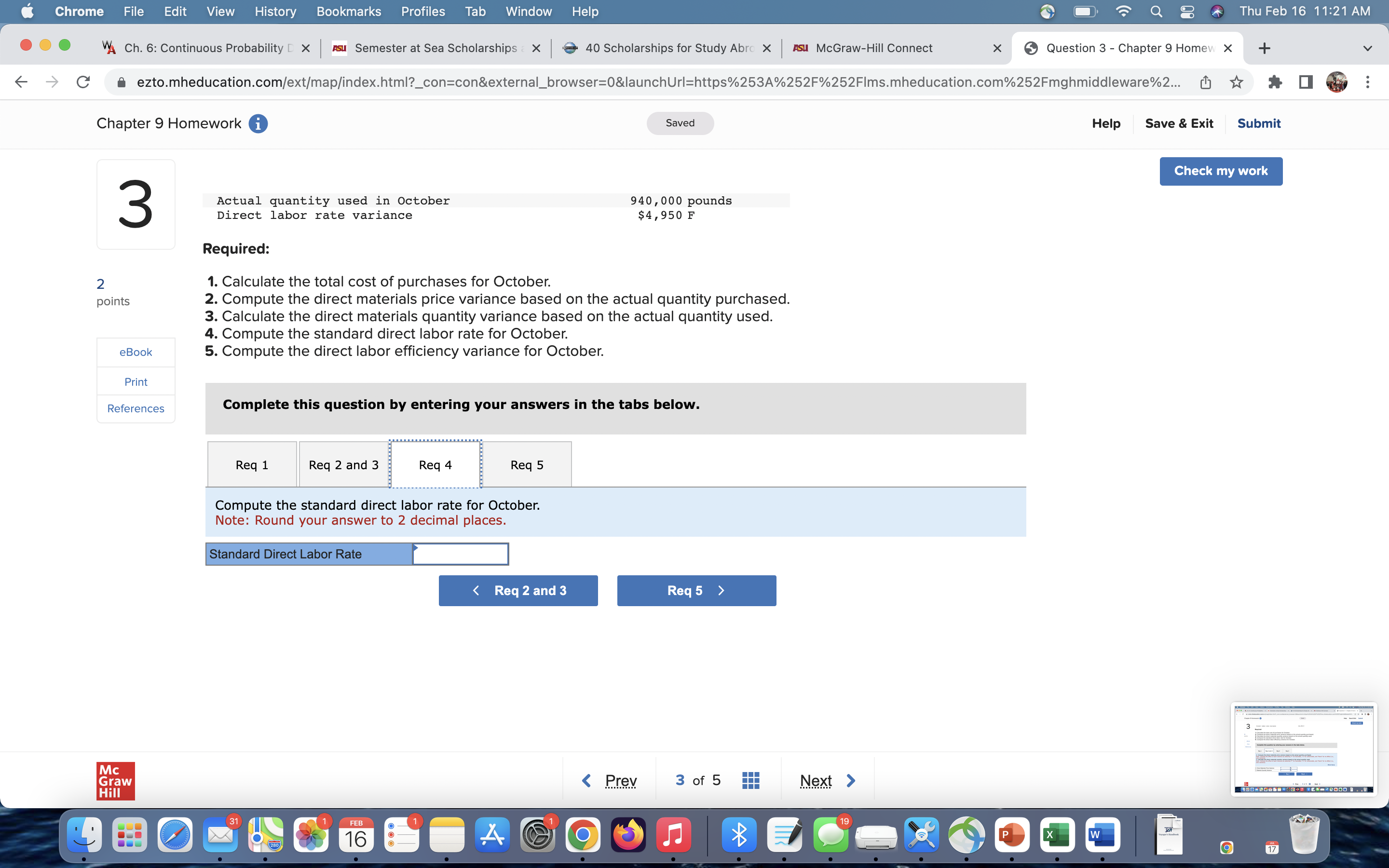 Study Abro X ASu McGraw-Hill Connect x Question 2 - Chapter 9