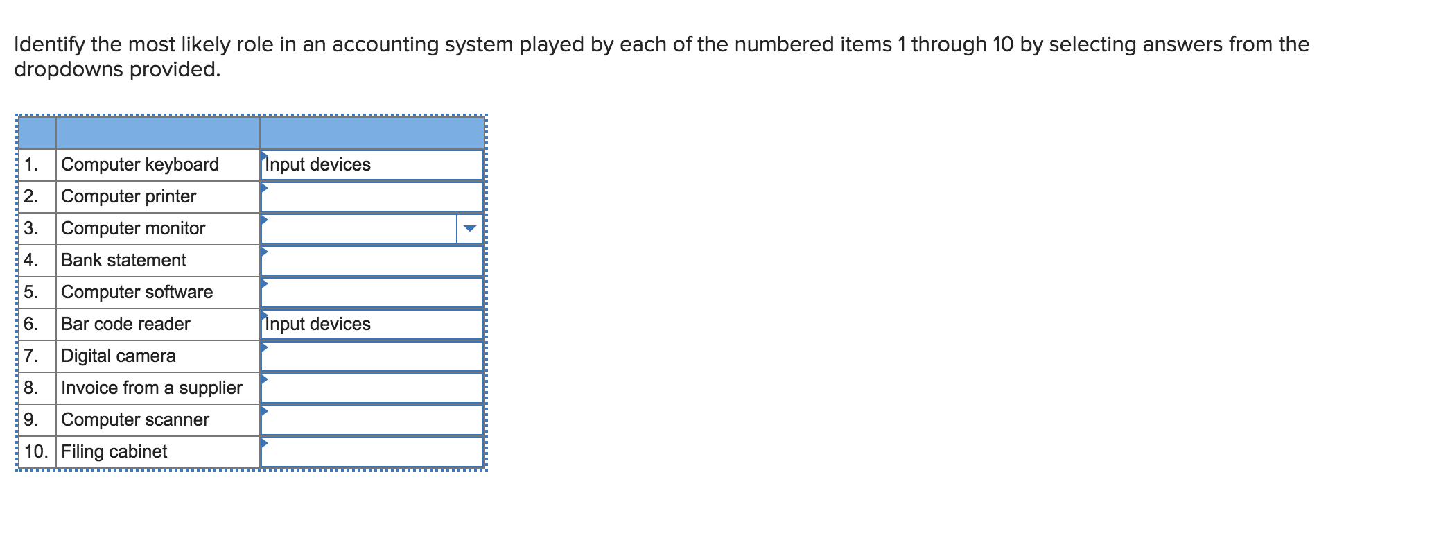 I attached my question to this post. The choices include: information processors,