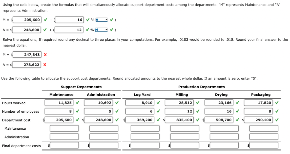 are allocated based on machine hours, and costs from the Security Department