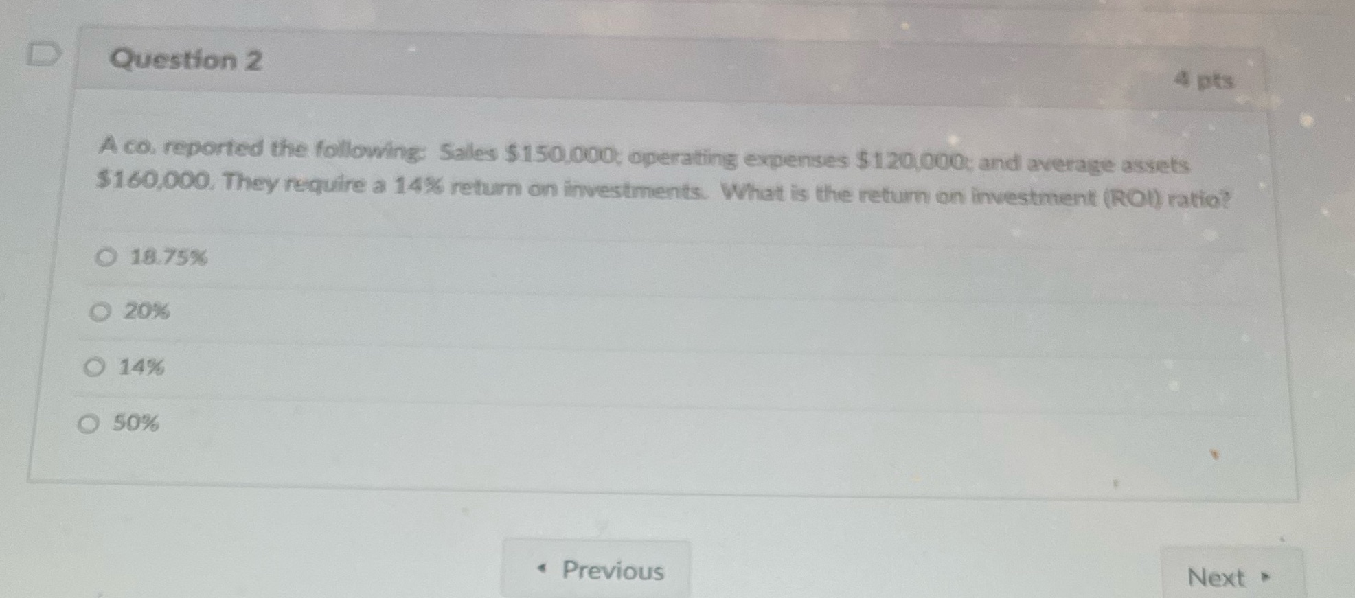 D Question 2 4 pts A co. reported the following: Sales