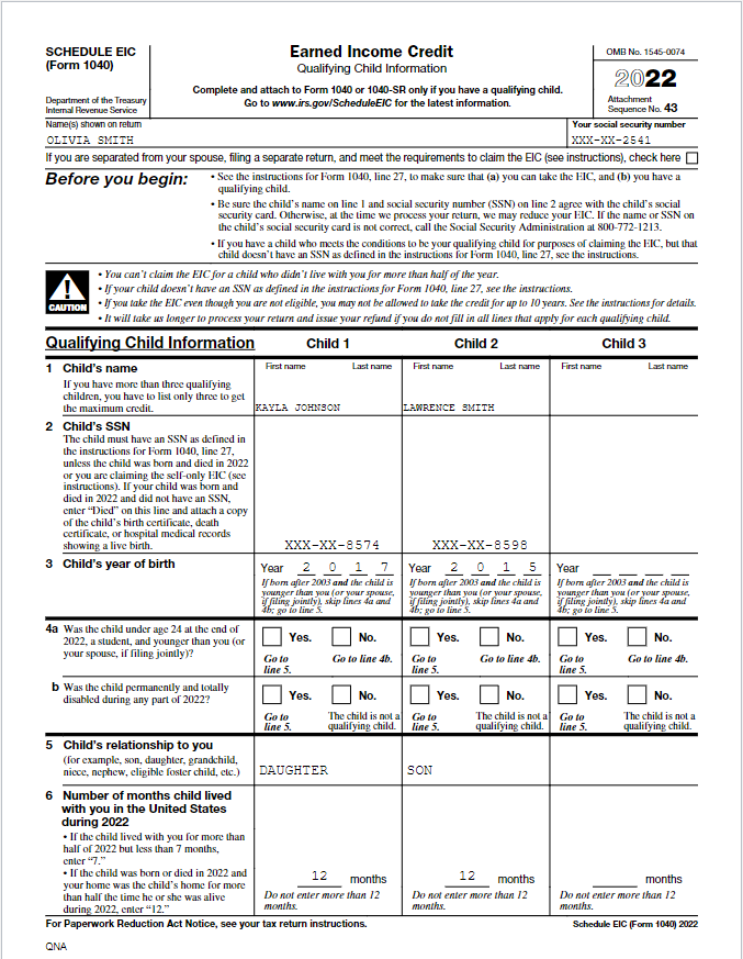 01/21/2017 ? Social Security Number 032-96-8574 Olivia's children live with her full-time