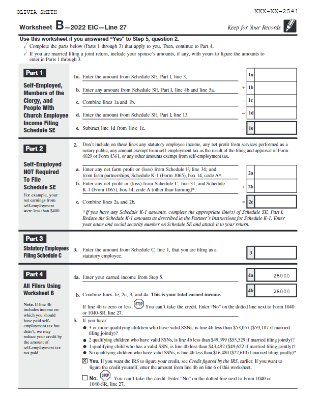 and she pays all the household expenses. Olivia did not itemize deductions