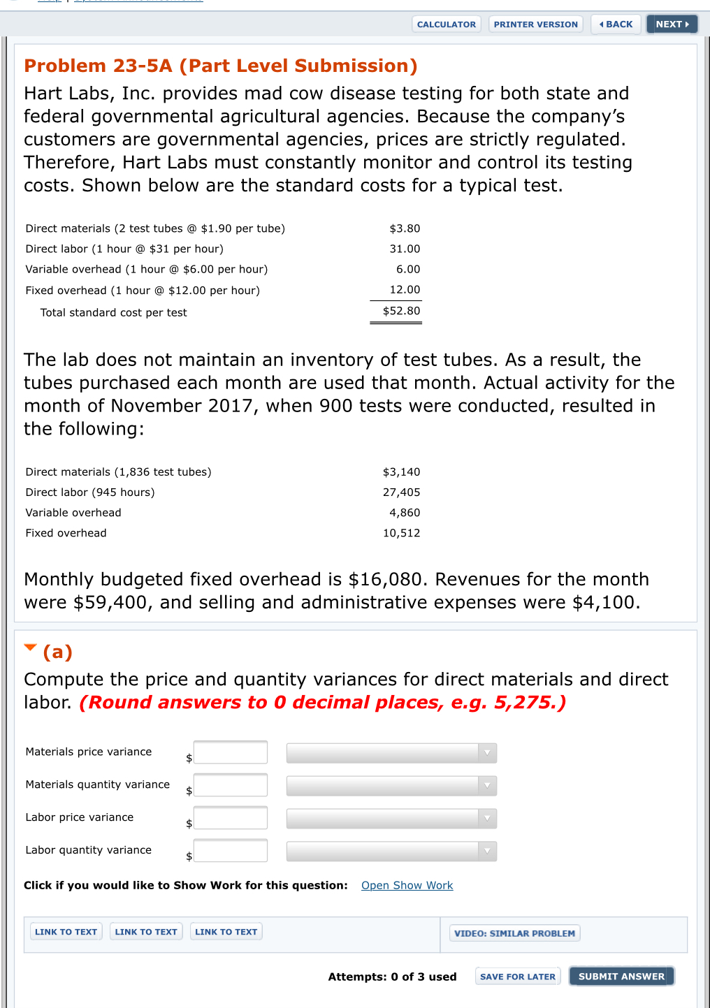 Please help CALCULATOR PRINTER VERSION 1 BECK NEXT P Problem 23-5A (Part