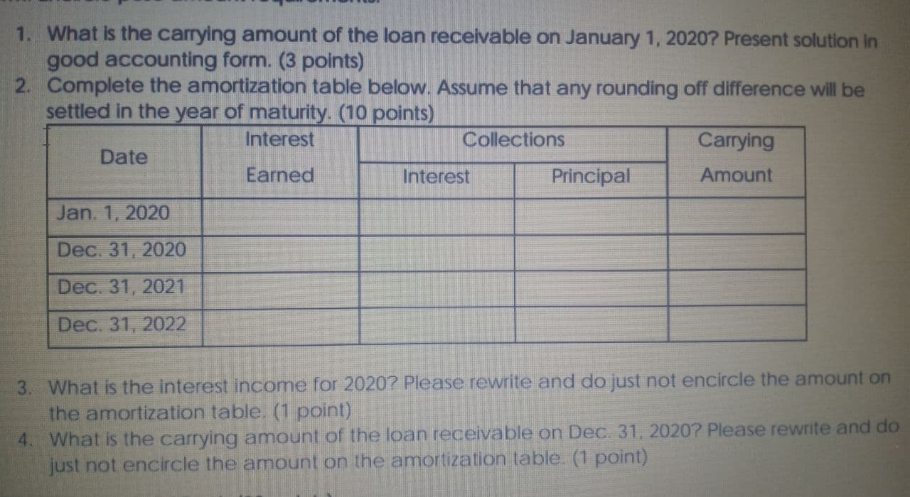 loan to a borrower on January 1, 2020. The interest on the