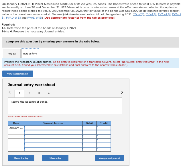at fair value [LO14-6] 20 On January 1, 2021, NFB Visual Aids