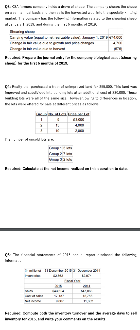 hello i'm under the water please help me ;( Q3: KSA farmers