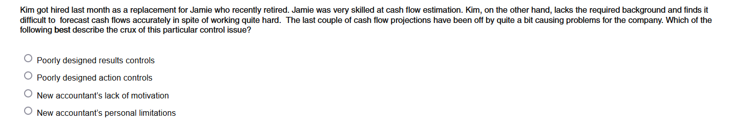 Kim got hired last month as a replacement for Jamie who recently