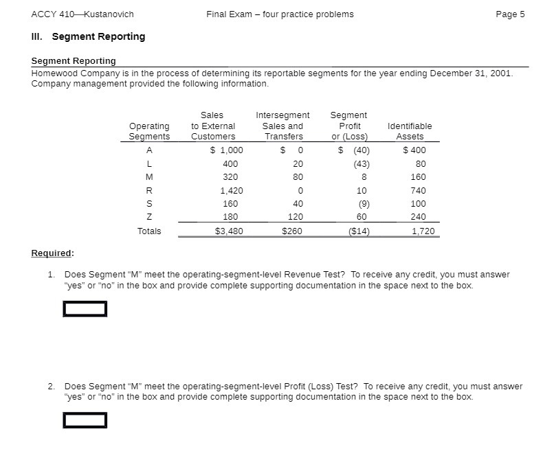 ACEY A10_ Kustanovich Final Exam - four practice problems Page 5