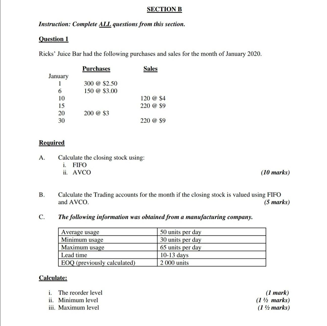 hi, I am looking for help in solving this question. SECTION B